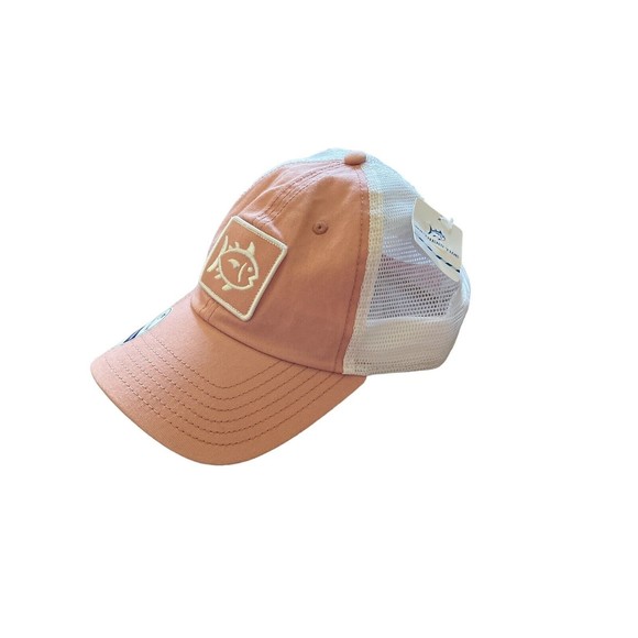 Southern Tide Patch Logo Sunfarer Trucker Style Hat Peach Adjustable OSFM New - Picture 2 of 7